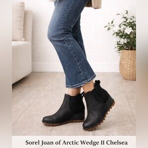 Sorel Joan of Arctic Wedge II Chelsea Boots Black Waterproof NL3816-010 Size 10